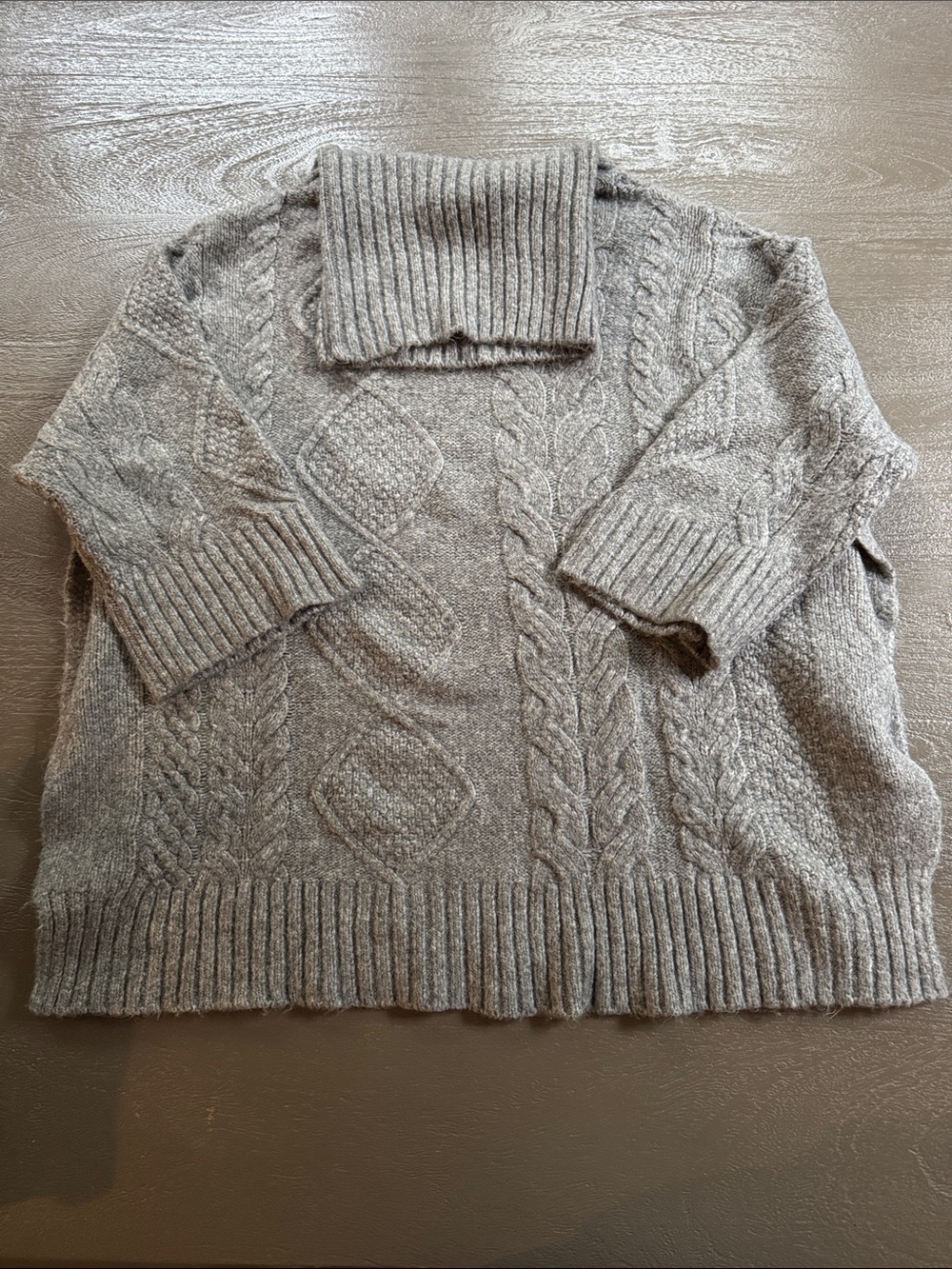 Michael Stars Gray Cable-Knit Turtleneck Sweater, size XS